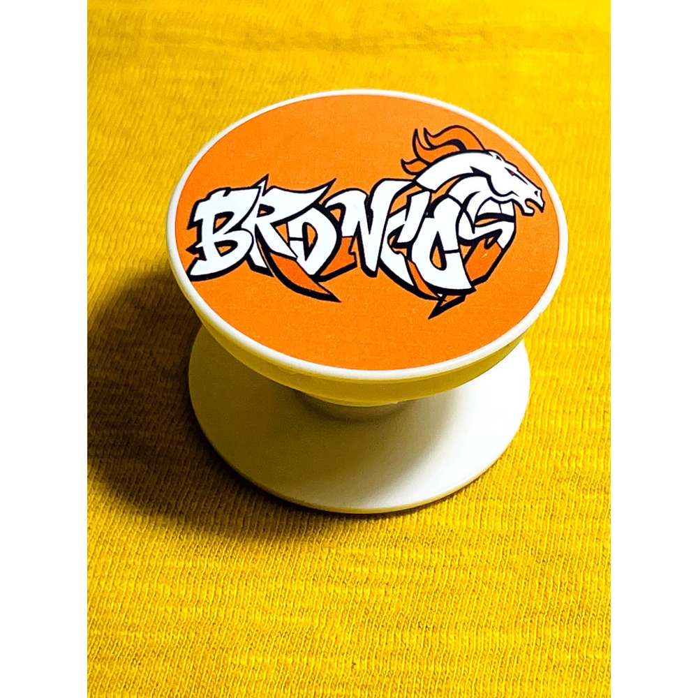Broncos Font Football Pop Up Phone Accessory With Super Sticky Glue